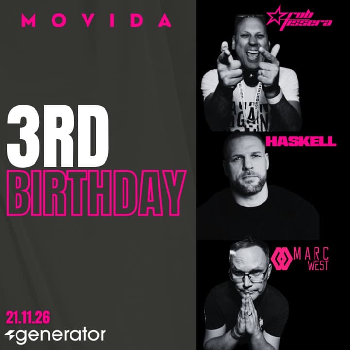 MOVIDA 3rd Birthday - Rob Tissera, HASKELL & Marc West! 21st NOV