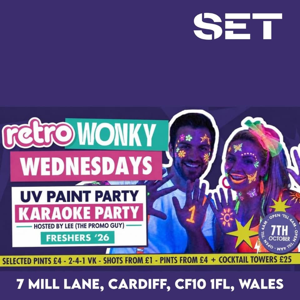Freshers UV Paint Rave @ Retro Cardiff Wednesday 7th October